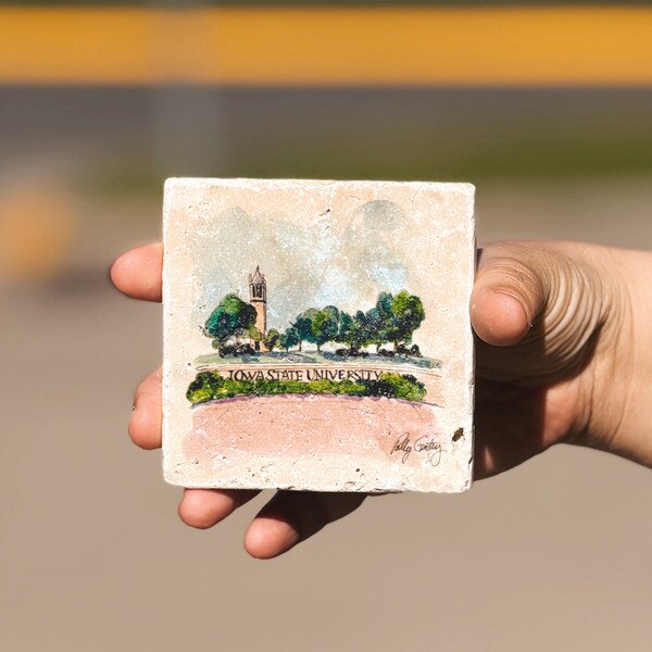 Stoneworx Campanile Scene Stone Coaster front